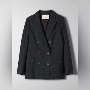 Aritzia Babaton Samuel Blazer - Navy Blue/Green Plaid